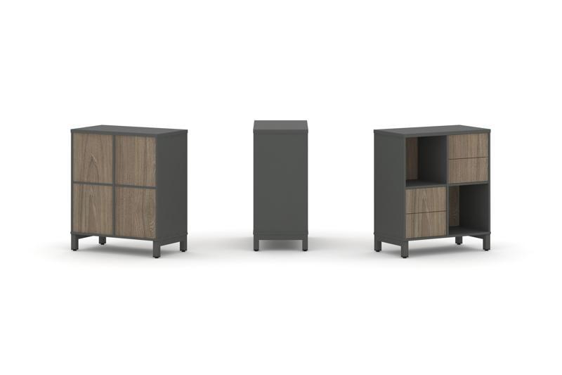 Style Project Набор стеллажа 1 сторон., 2 яр. SN.NS-221 Антрацит/Вяз Благородный/Металл Антрацит 754