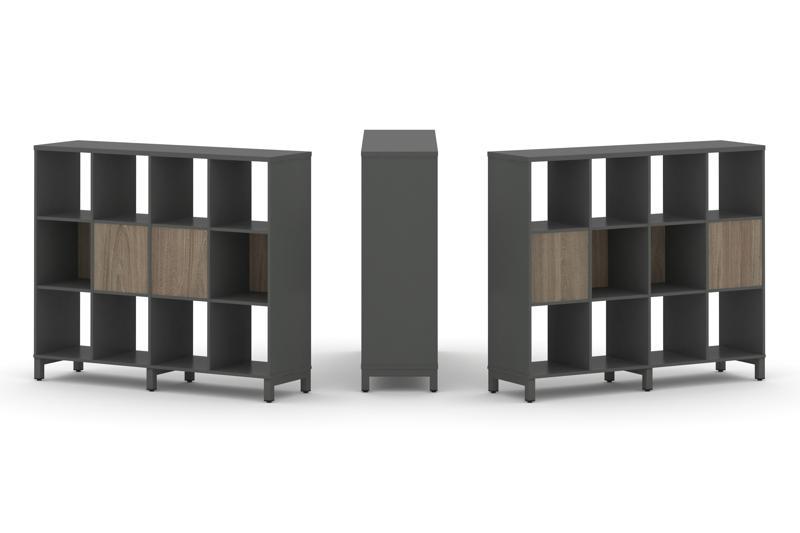 Style Project Набор стеллажа 2-х сторон., 3 яр. SN.NSD-341 Антрацит/Вяз Благородный/Металл Антрацит