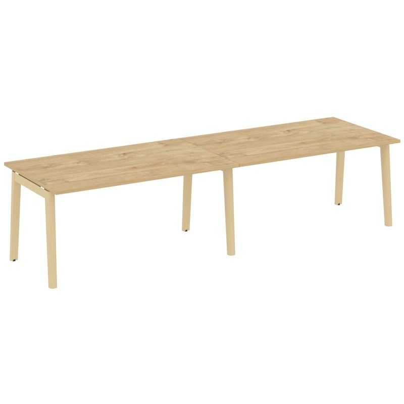 Оникс Вуд Стол переговорный (2 столешницы) OW.PRG-2.4 Тиквуд Светлый/Дуб Светлый/Металл Белый 3160*9