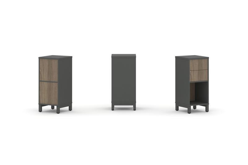 Style Project Набор стеллажа 1 сторон., 2 яр. SN.NS-211 Антрацит/Вяз Благородный/Металл Антрацит 387