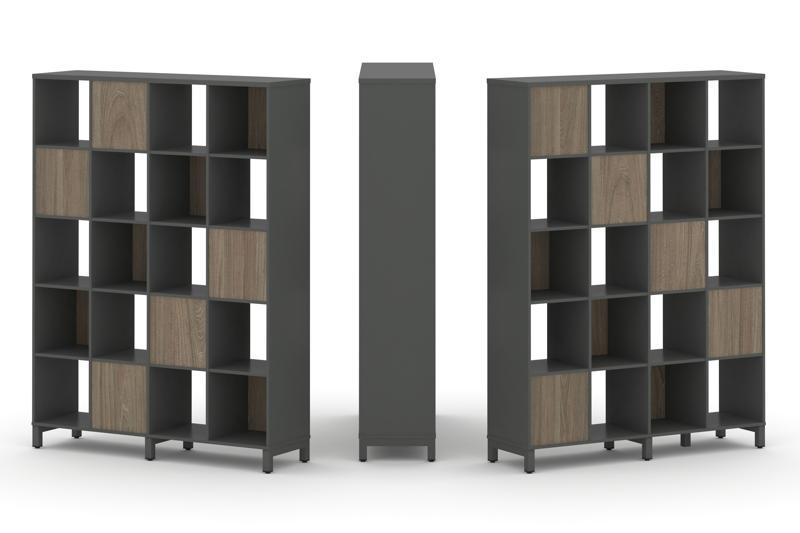 Style Project Набор стеллажа 2-х сторон., 5 яр. SN.NSD-541 Антрацит/Вяз Благородный/Металл Антрацит